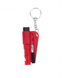 Cumpara ieftin Breloc de supravietuire multifunctional 3in1,ciocan,cutit,fluier - Rosu