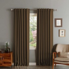 Draperie din catifea cu rejansa transparenta cu ate pentru galerie, Madison, 150x270 cm, densitate 700 g/ml, Dark chocolate, 1 buc