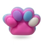 Jucarie antistres squishy, flippy, cu revenire lenta, labuta de pisica pufoasa, 8.5 x 7.5 cm, ambalaj transparent, roz albastru deschis