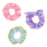 Set 3 Elastice de Par Textile pentru Copii, Roz cu Buline, Lila Floral si Alb cu Carouri, CMCLASS