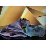 Cumpara ieftin Esarfa Matase Naturala Unisex Ravenna, Dubla Fata, Verde/Ruginiu, 185x65 cm, Made in Italy