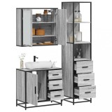 VidaXL Set mobilier de baie, 3 piese, gri sonoma, lemn prelucrat