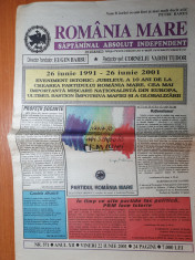ziarul romania mare 22 iunie 2001-10 ani de la crearea partidului romania mare foto