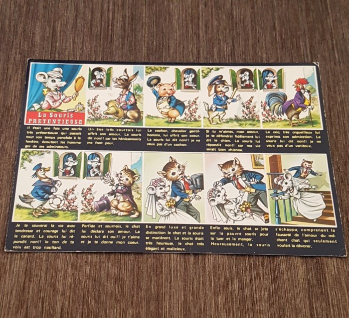 Carte Poștală Vintage Franța &ndash; Ilustrație Poveste cu Animale, SOVIL PARIS