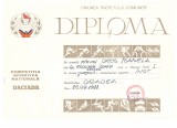 Diploma Uniunea Tineretului Comunist, concurs sportiv, inot, 1988