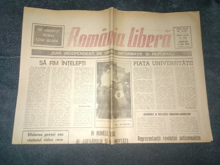 ZIARUL ROMANIA LIBERA 9 MAI 1990
