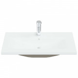 VidaXL Chiuvetă &icirc;ncorporată cu robinet, alb, 81x39x18 cm, ceramică