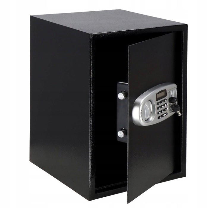 Seif electronic standard cu cifru si cheie, 350x500x360 mm, Otel, Negru