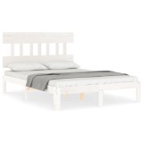 Cumpara ieftin Cadru de pat fara saltea, alb, 140x200 cm, lemn masiv pin