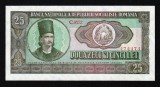 Romania 25 Lei 1966 cu serie Radar Repeater ( 474474 ) in stare UNC , necirculata .