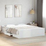 VidaXL Cadru pat cu sertare alb extralucios 150x200 cm, lemn prelucrat