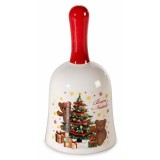 Clopotel Craciun ceramica multicolora in cutie cadou &Oslash; 7 cm x 13,5 H