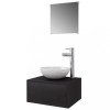 Set mobilier baie 4 piese cu chiuveta si robinet incluse, Negru