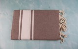 Prosop Plajă | Fouta |Tunis Maro Inchis Cu Dungi Albe 200 x 100 cm