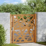 Poarta Gradina Otel Corten 105cm, Design Rustic cu Lumina, Incuietoare si Chei, Rezistenta la Intemperii, Model Decupat Laser