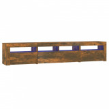 Cumpara ieftin Comoda TV cu lumini LED, stejar fumuriu, 210x35x40 cm