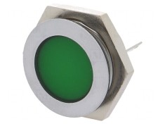 Lampă LED verde 12V 22mm IP67 metal