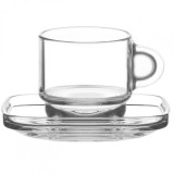 Set 24 Cesti Cafea Ceai 24 Farfurii Sticla Groasa Cozy S2 270ml ARTC
