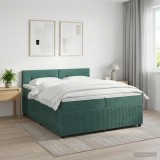 Cumpara ieftin Pat boxspring cu saltea Verde inchis 200 x 200 cm Catifea