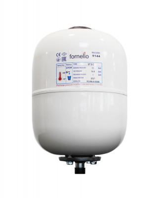 Vas expansiune sanitar Fornello 8 litri, vertical culoare alb, presiune maxima 10 bar, membrana EPDM foto