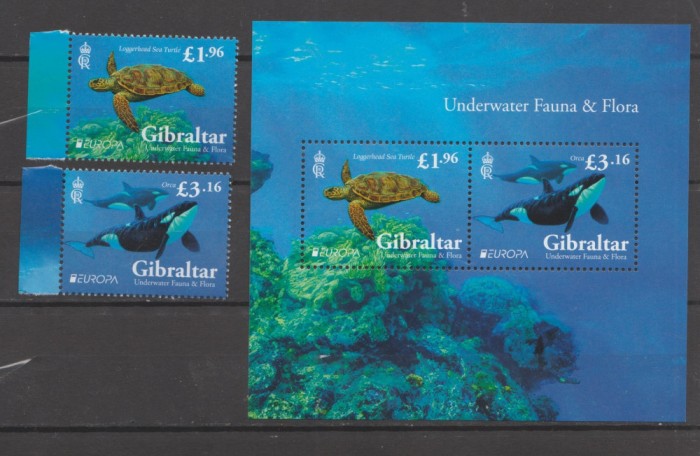 GIBRALTAR 2024 EUROPA CEPT - Fauna si Flora Subacvatica Serie 2 timbre + Bloc MNH**