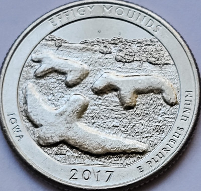 25 cents / quarter 2017 USA, Iowa, Effigy Mounds, unc, litera D foto