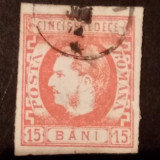 3 timbre,, Carol cu favoriti &quot;, 15,25 și 50 bani, 1869, Stampilat