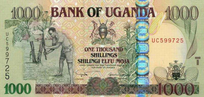 UGANDA █ bancnota █ 1000 Shillings █ 2005 █ P-43 █ UNC █ necirculata