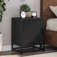 vidaXL Noptiera neagra 40x31x50 cm lemn prelucrat si metal 848709