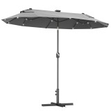 Outsunny Umbrelă de Terasă cu Două Fețe, Bază &icirc;n Cruce, Sistem de &Icirc;nclinare și Manivelă | Aosom Romania