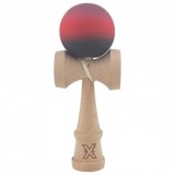 Kendama X Originala, Kendama Profesionala din Lemn, Rubber Grip, 18 cm, Mov/Rosu/Negru