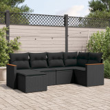 vidaXL Set mobilier de grădină cu perne, 6 piese, negru, poliratan 3226174