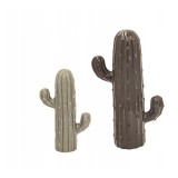 Cumpara ieftin Set 2 decoratiuni cactusi ceramica gri 16x27cm, 10.2x17.5cm