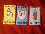 Serie Mexic 1980 - Folclor - Costume Populare , 3 valori