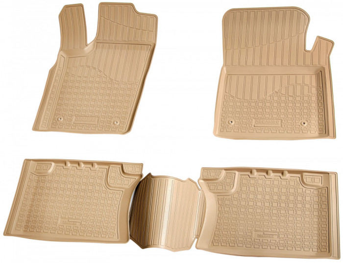 Set de 4 covorase bej cauciuc 3D stil tavita premium pentru JEEP Grand Cherokee WK2 din 2010