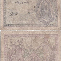 1943 ( 25 X ) , 20 francs ( P-92a ) - Algeria