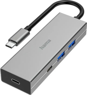 Hub, Hama, USB-C, Argintiu, 4 porturi, 5 Gbit/s foto