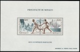 Monaco 1992 - Sport , J.O. Barcelona , Bloc 2 valori dantelate , MNH , mI.2011-2012 SDU