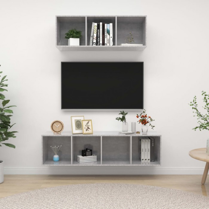 vidaXL Set dulap TV, 2 piese, gri beton, PAL