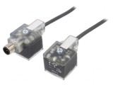 Cablu-adaptor DIN 43650 mufă x2 M12 PIN 3 IP67 0,4M