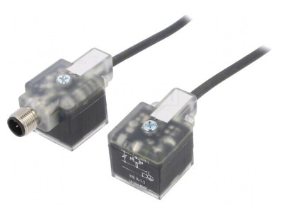 Cablu-adaptor DIN 43650 mufă x2 M12 PIN 3 IP67 0,4M foto
