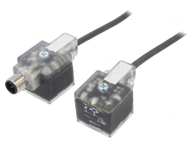 Cablu-adaptor DIN 43650 mufă x2 M12 PIN 3 IP67 0,4M