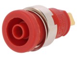 Soclu banană 4mm 25A roșie aurit 1kVDC