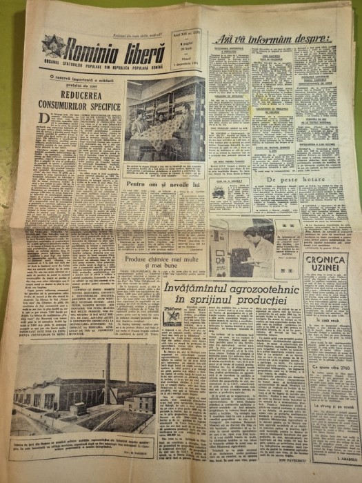 ziarul romania libera - 1 decembrie 1961 - orasul baia borsa