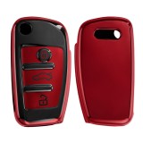 Husa Cheie Auto pentru Audi - 3 Butoane, Silicon, Rosu, 48038.09, Kwmobile