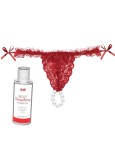 Tanga de dama rosu cu perle si lubrifiant de capsuni, Innt# (DB)