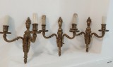 Superb set de 3 aplice din bronz masiv in stilul francez Empire piese cu o lucrătură de o foarte mare finețe ,masive