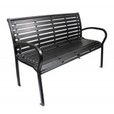 Banca de gradina, plastic, structura metal, maro inchis, 125x60x80&nbsp;cm, Garden Line GartenVIP DiyLine
