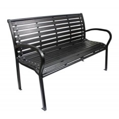 Banca de gradina, plastic, structura metal, maro inchis, 125x60x80&nbsp;cm, Garden Line GartenVIP DiyLine