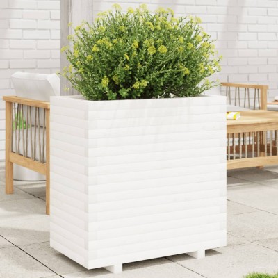 vidaXL Jardinieră de grădină, alb, 70x40x72,5 cm, lemn masiv de pin 3282590 foto